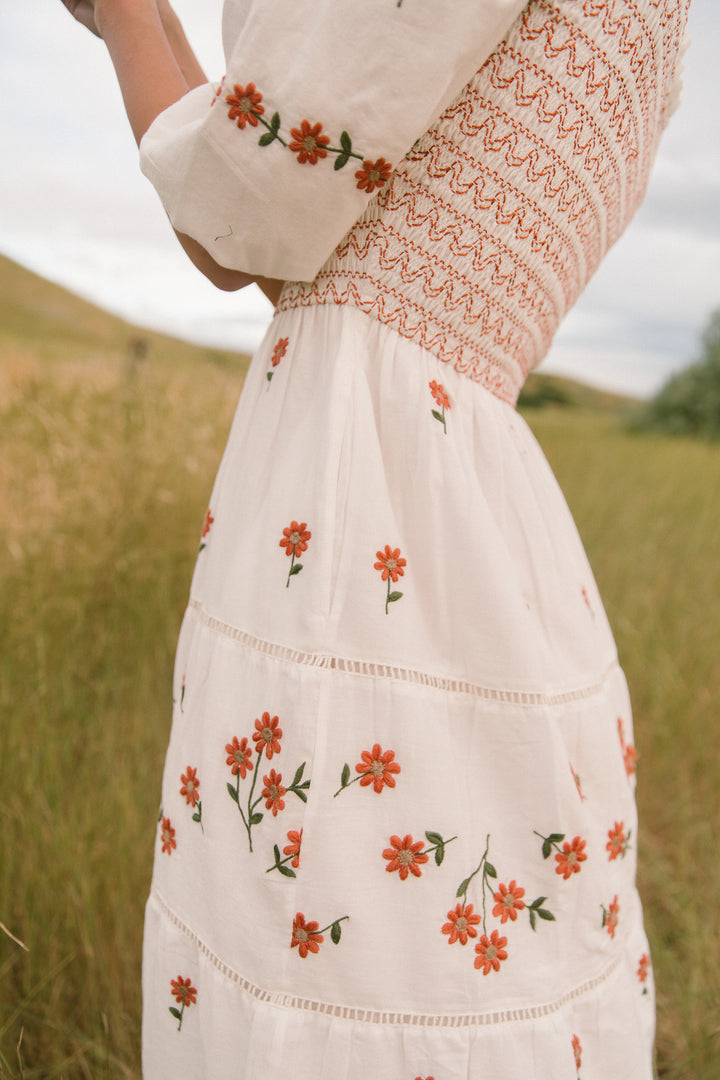 Greta Midi Dress in Rust Floral - FINAL SALE