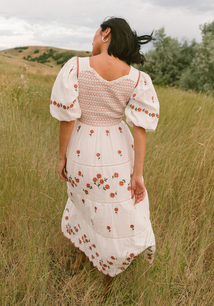 Greta Midi Dress in Rust Floral - FINAL SALE