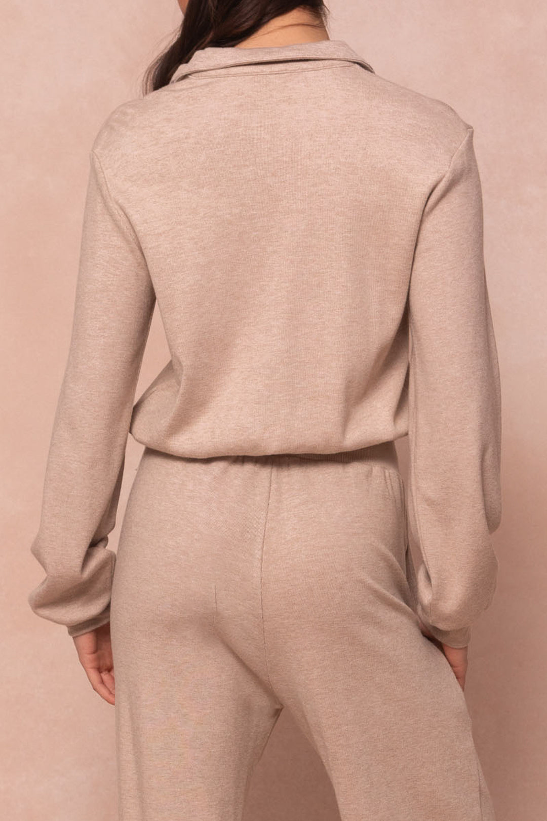 Ivy Half Zip Pullover Embroidered Sweatshirt in Oatmeal