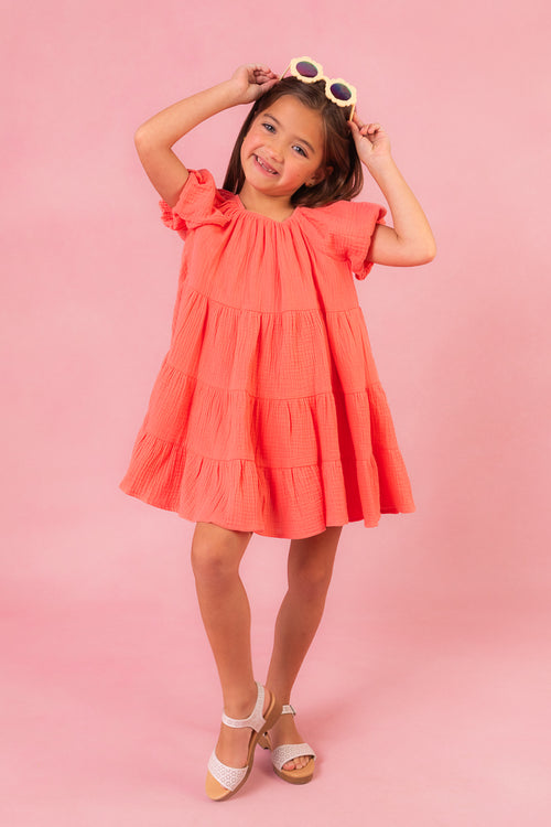 Mini Harvey Dress in Coral - FINAL SALE