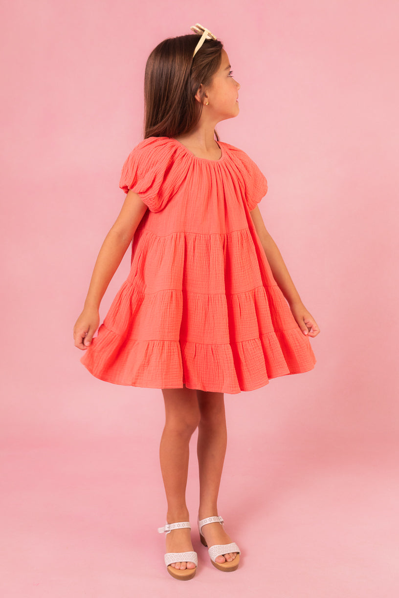 Mini Harvey Dress in Coral - FINAL SALE