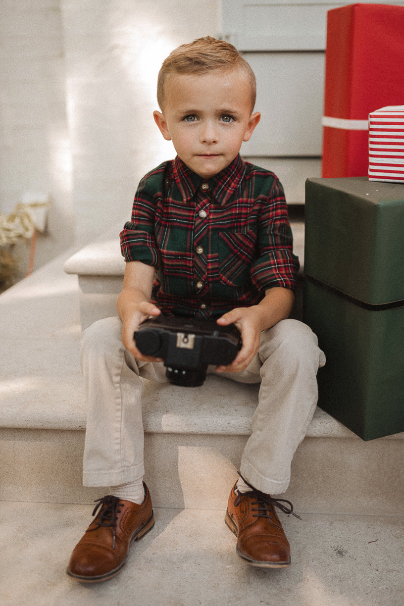 Boys John Shirt in Hattie Green Plaid