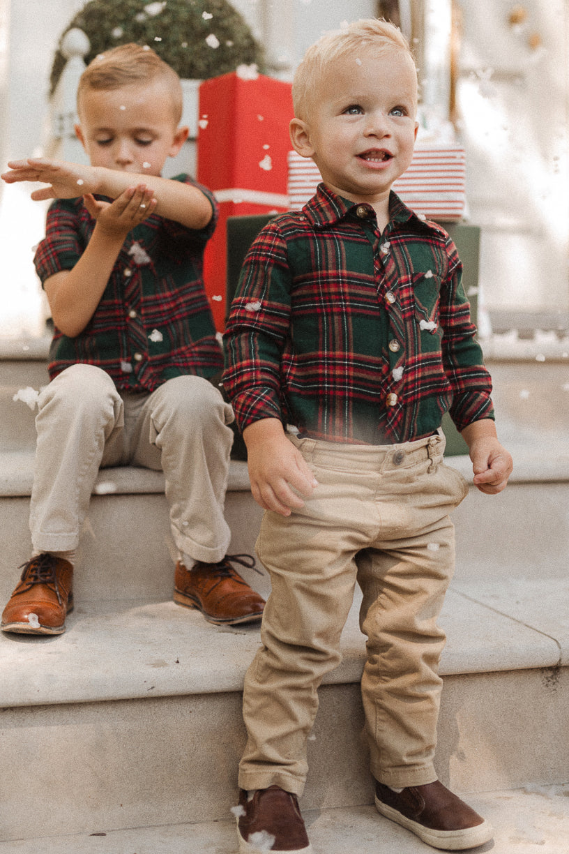 Baby Boys John Shirt in Hattie Green Plaid