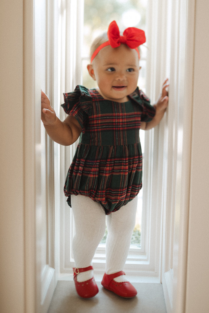 Baby Hattie Romper in Green Plaid - FINAL SALE