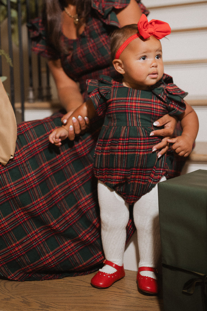 Baby Hattie Romper in Green Plaid - FINAL SALE