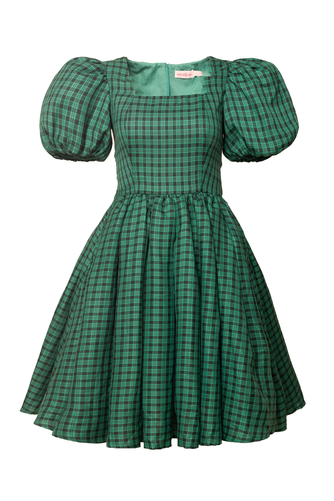 Cupcake Dress in Bright Green Plaid - FINAL SALE