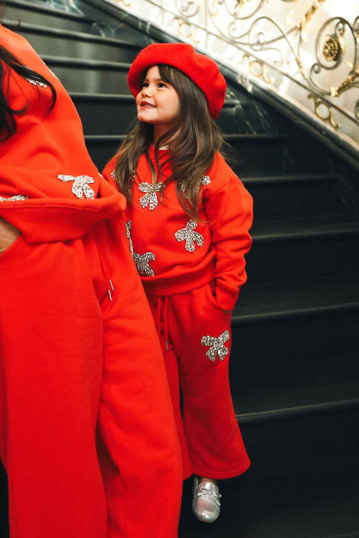 Mini Ivy Jewel Bow Sweatshirt in Red