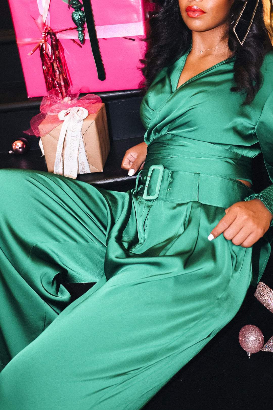 Zendaya Top in Emerald Satin - FINAL SALE