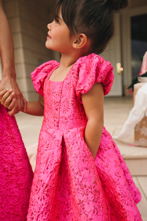 Mini Portia Dress in Pink Jacquard