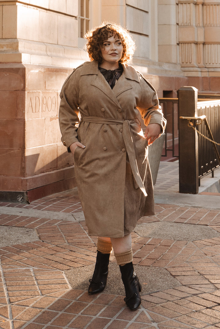 Holly Coat in Tan Suede