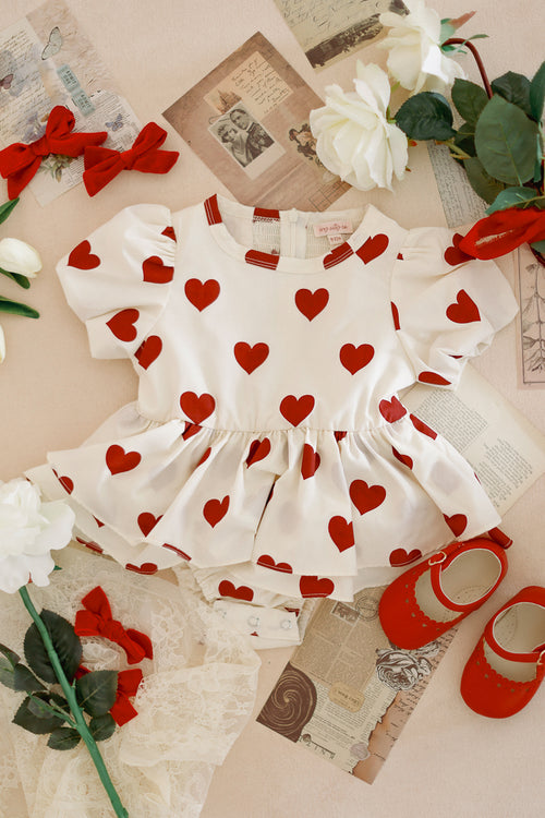 Baby Picnic Skirt Romper in Hearts