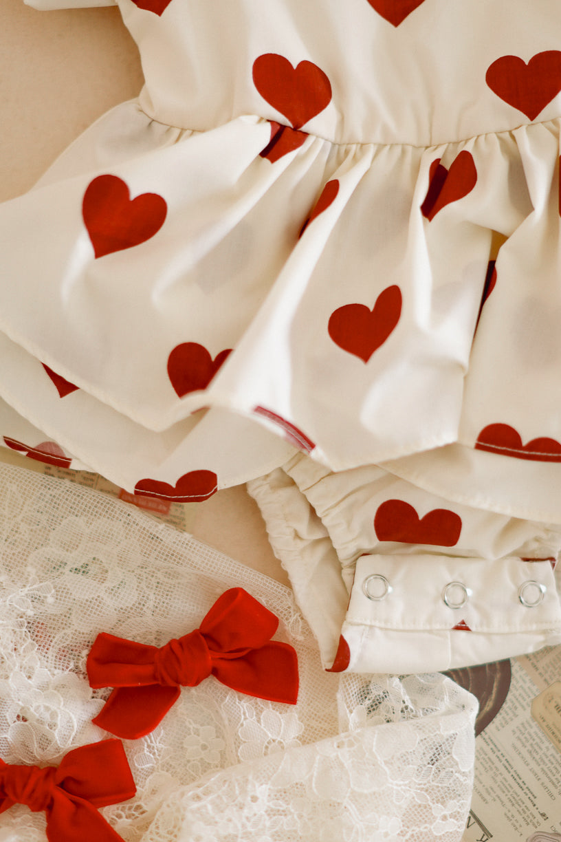 Baby Picnic Skirt Romper in Hearts