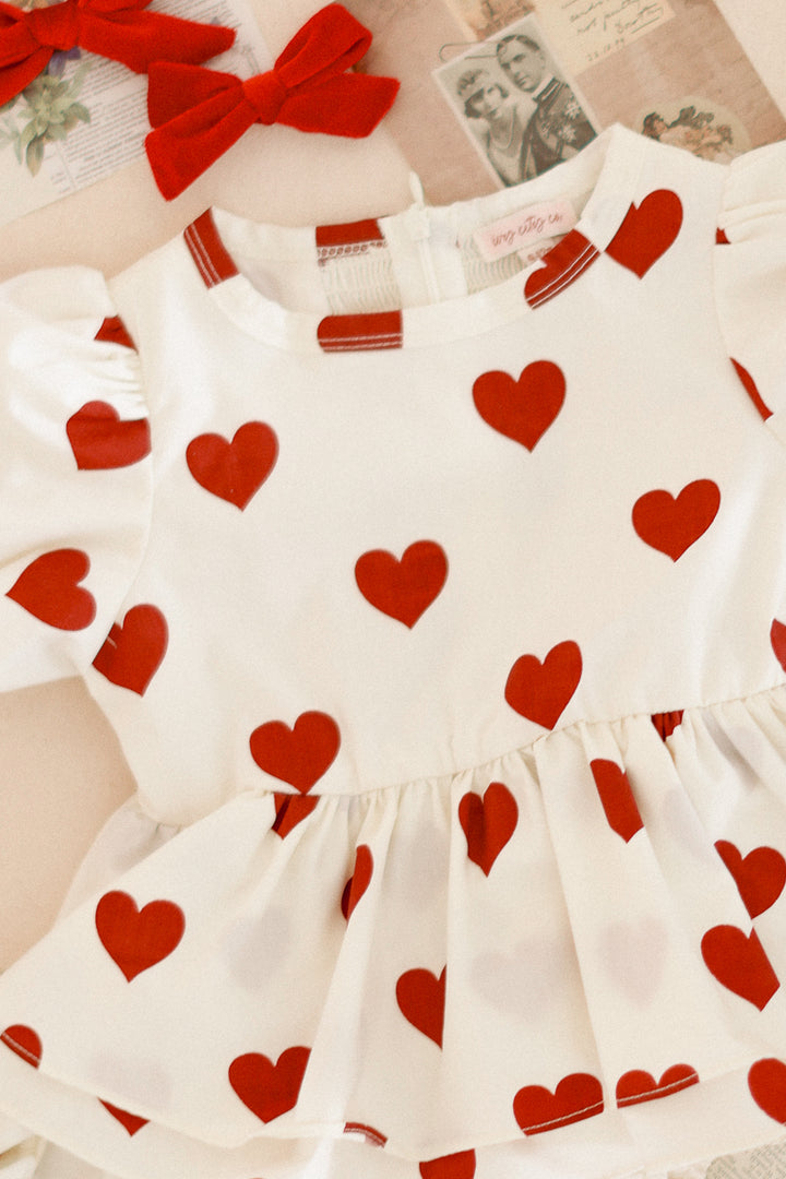 Baby Picnic Skirt Romper in Hearts