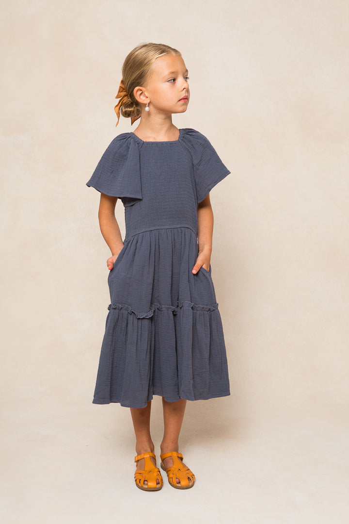 Mini Lennon Dress in Dusty Blue - FINAL SALE