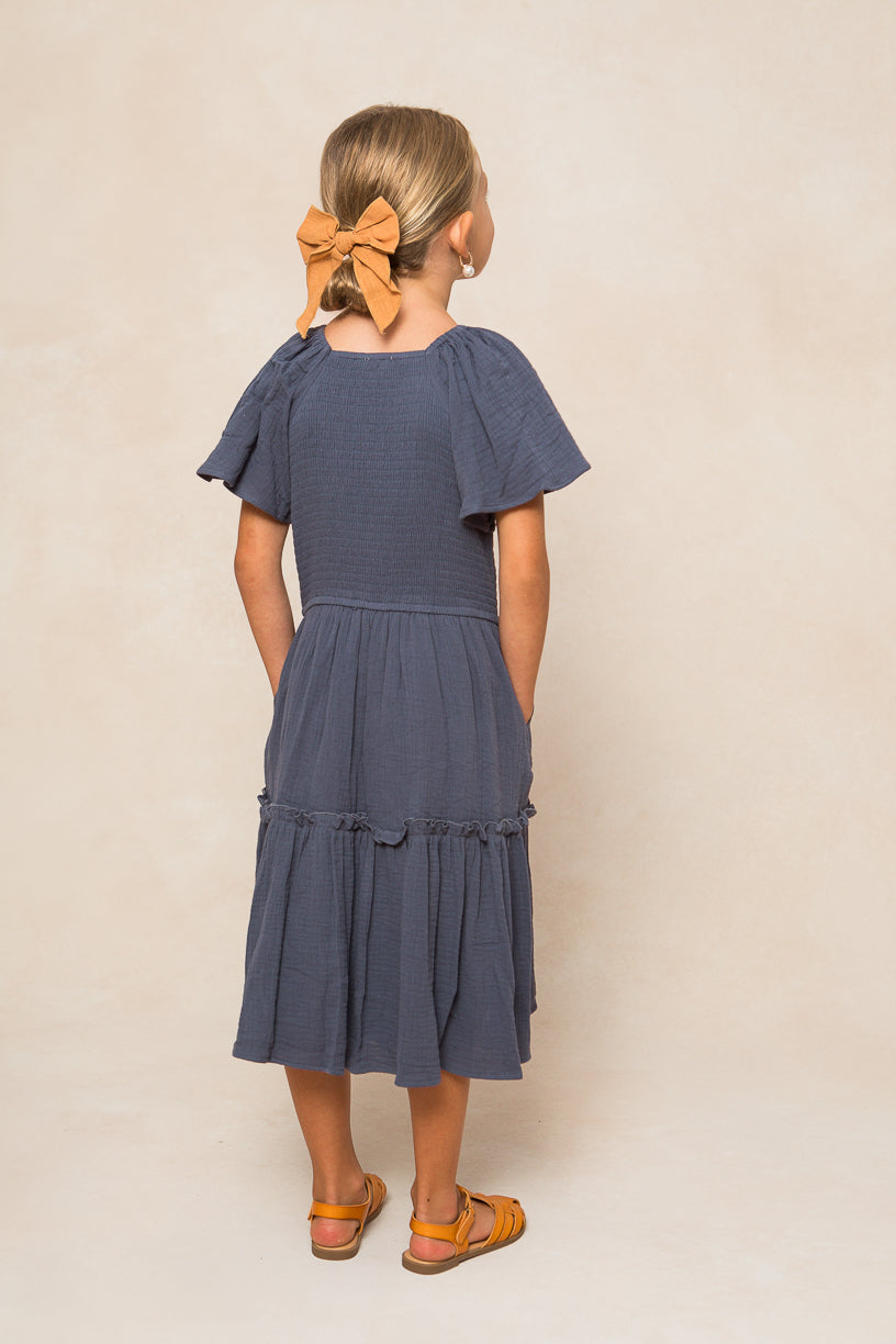 Mini Lennon Dress in Dusty Blue - FINAL SALE