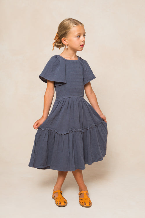 Mini Lennon Dress in Dusty Blue - FINAL SALE