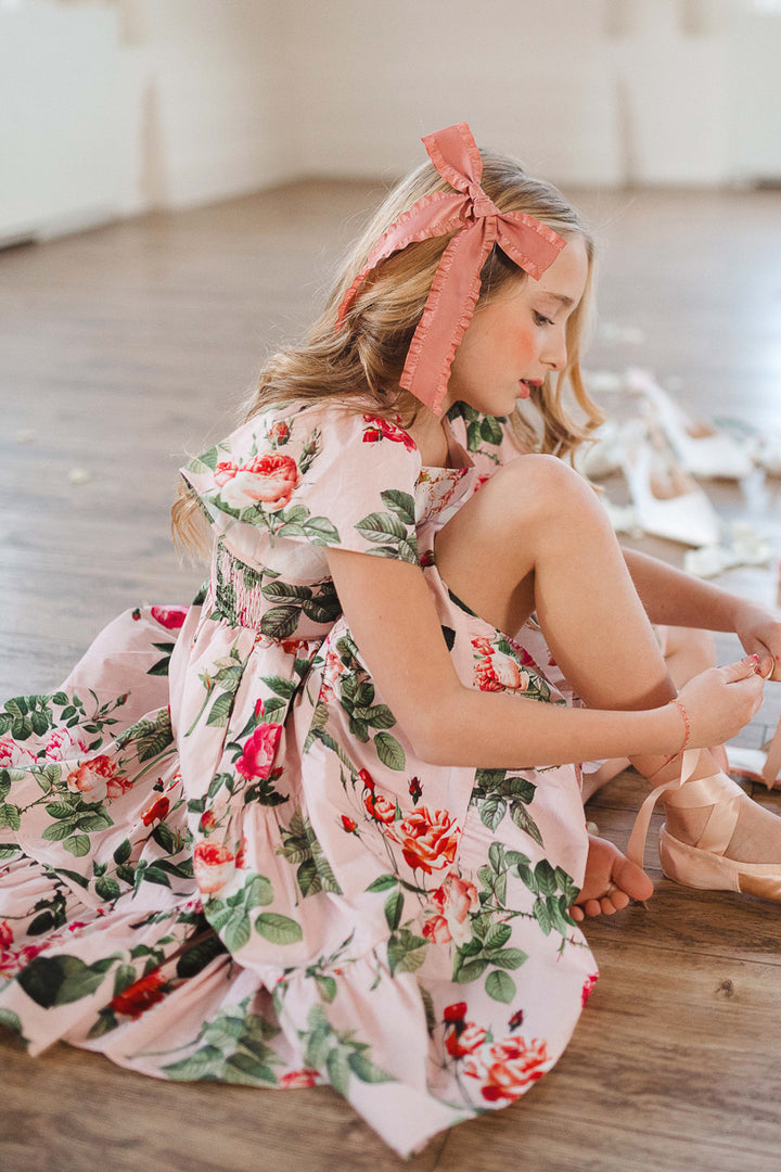 Mini Solange Dress in Pink Roses