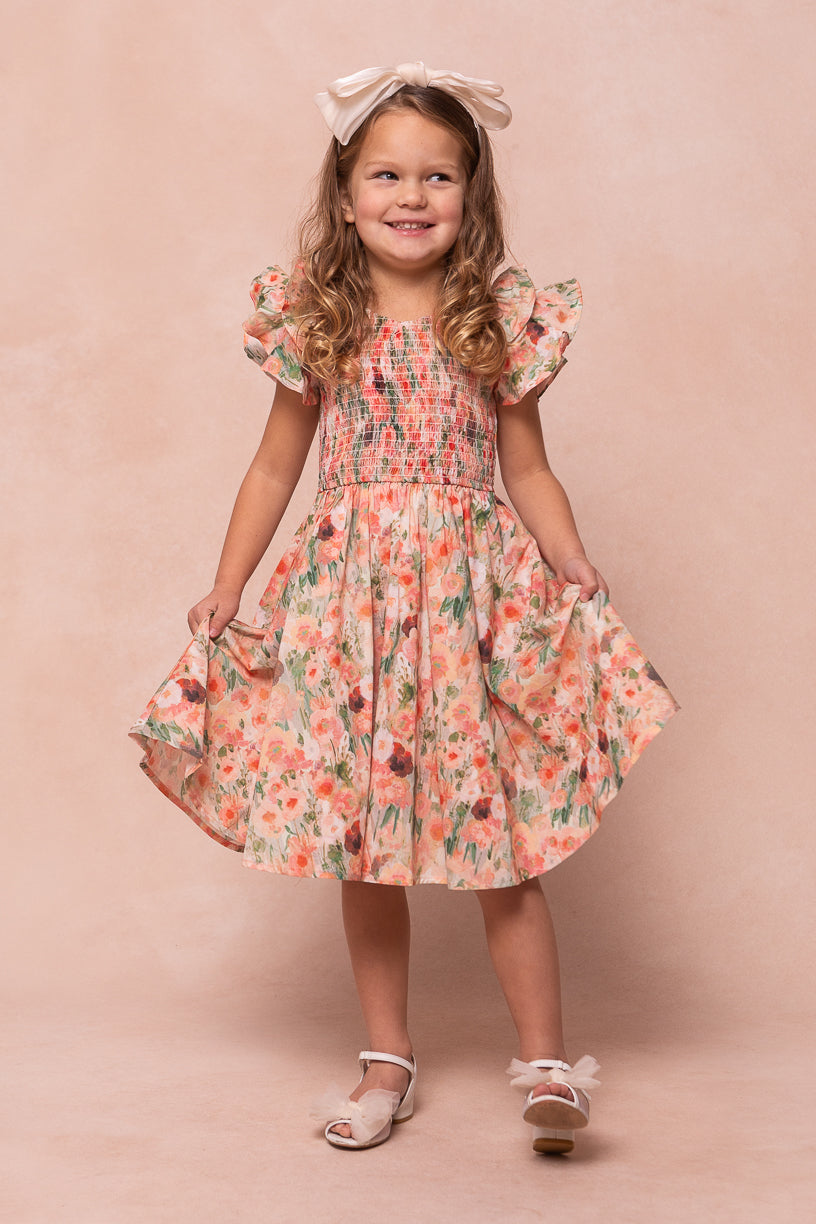 Mini Hattie Dress in Watercolor Floral