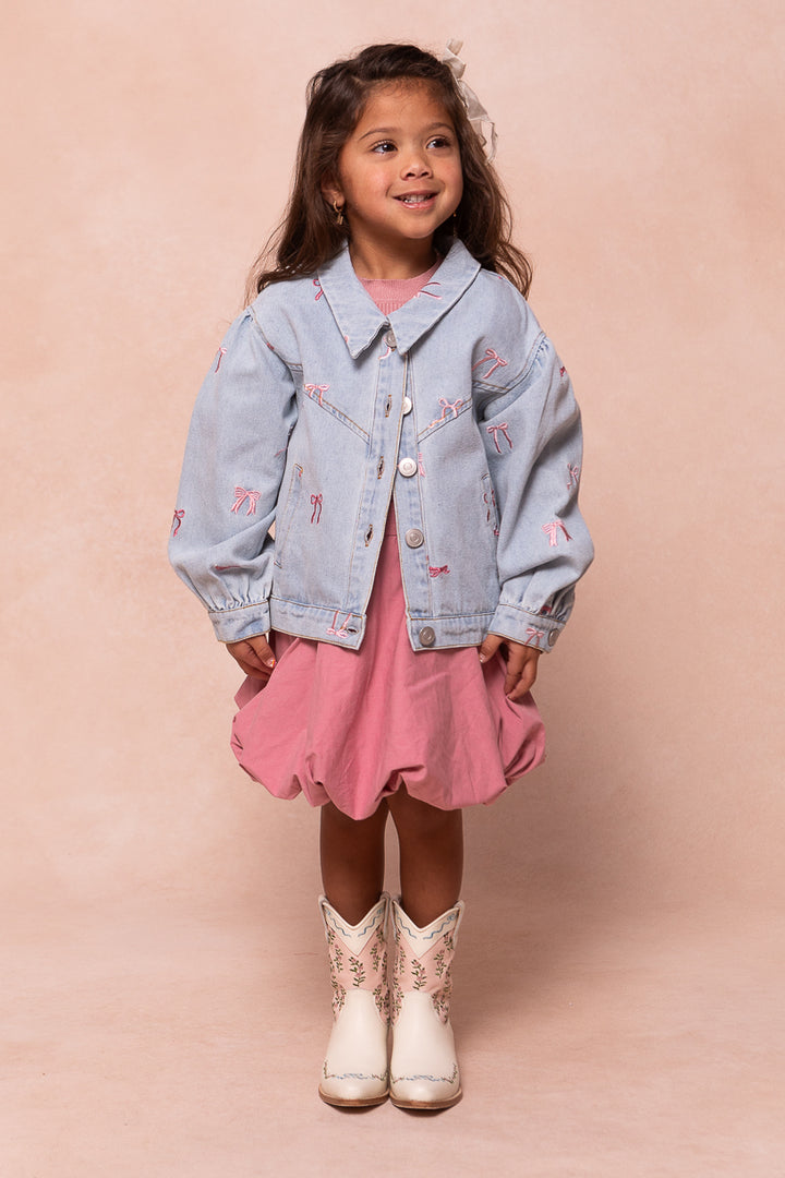 Mini Posey Denim Jacket in Bows