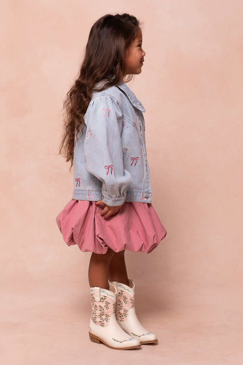 Mini Posey Denim Jacket in Bows