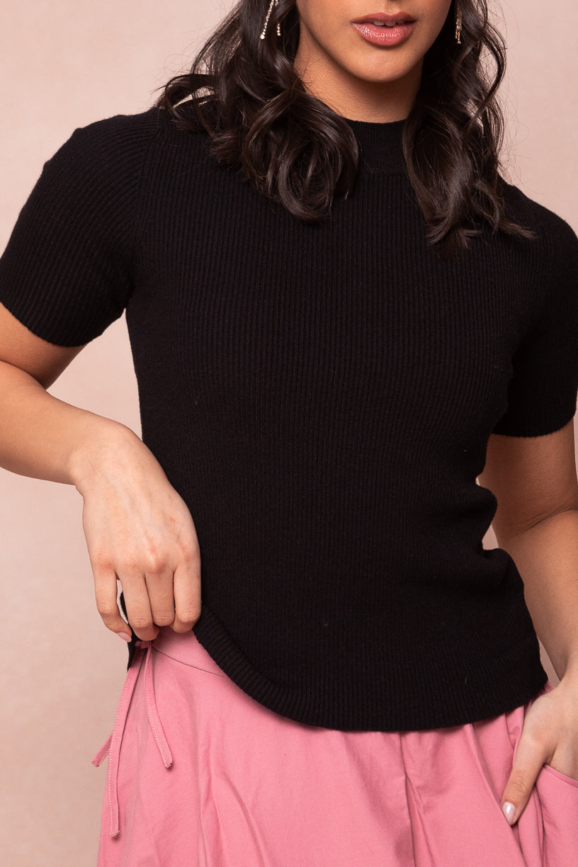 Lexie Short Sleeve Top in Black