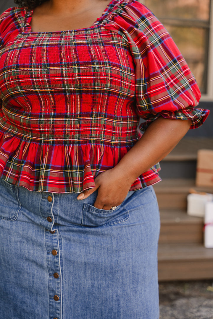 Madeline Top in Holiday Plaid