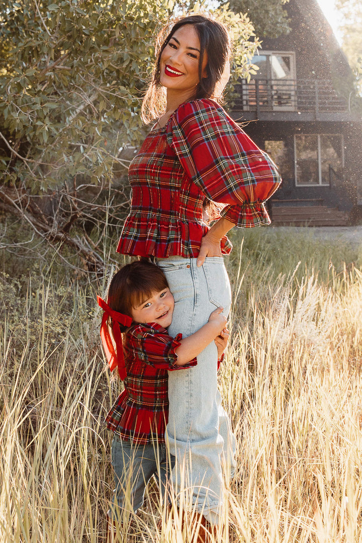 Mini Madeline Top in Holiday Plaid - FINAL SALE