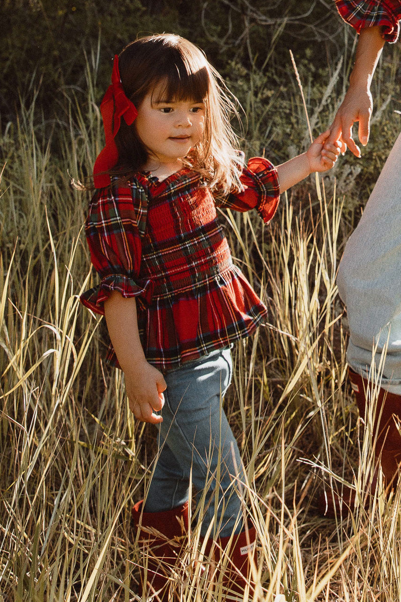 Mini Madeline Top in Holiday Plaid - FINAL SALE