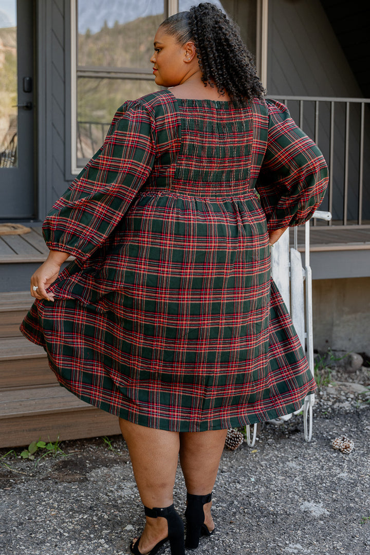 Margo Midi Dress in Green Plaid - FINAL SALE