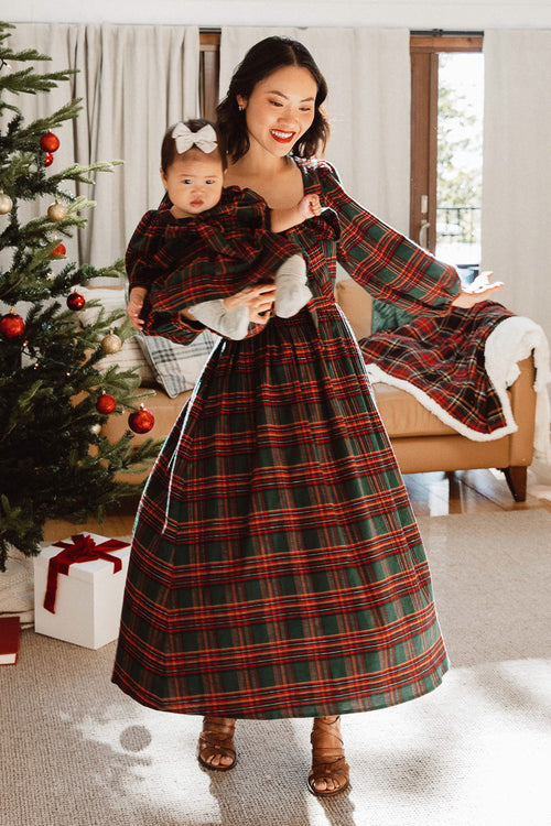 Margo Midi Dress in Green Plaid - FINAL SALE