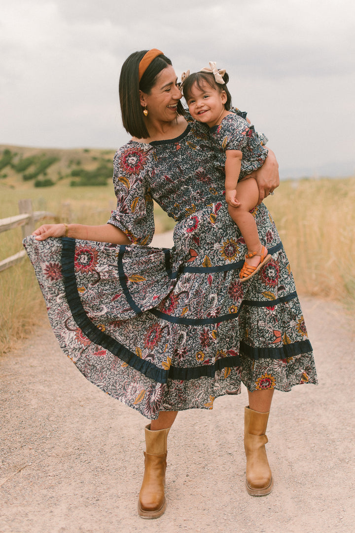 Baby Roselyn Romper in Navy Floral - FINAL SALE