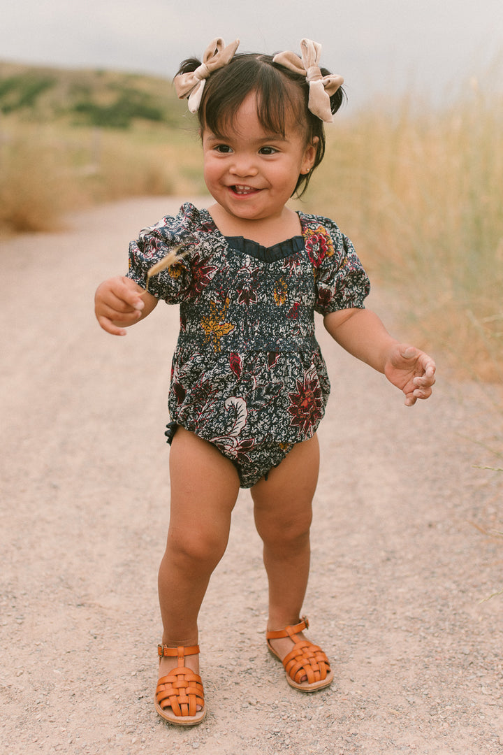 Baby Roselyn Romper in Navy Floral - FINAL SALE