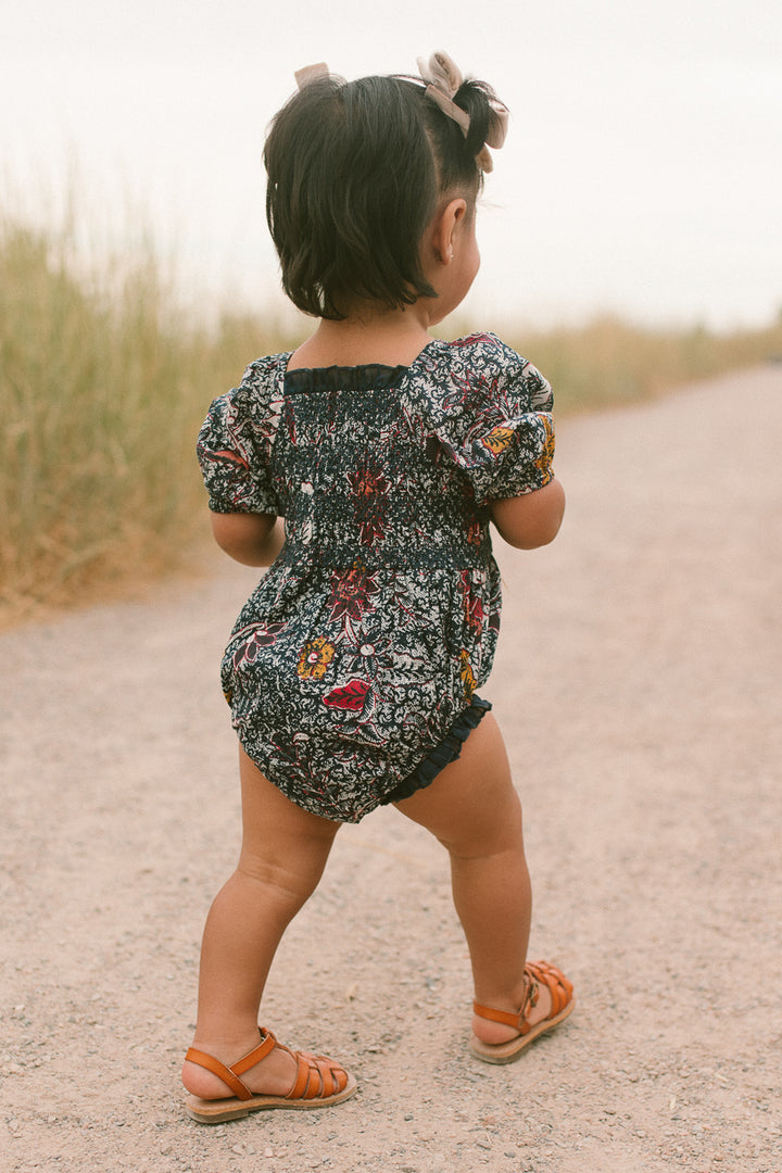 Baby Roselyn Romper in Navy Floral - FINAL SALE