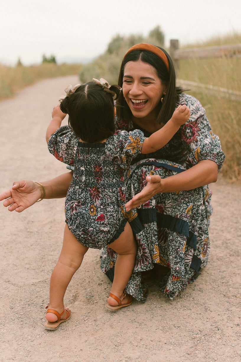 Baby Roselyn Romper in Navy Floral - FINAL SALE