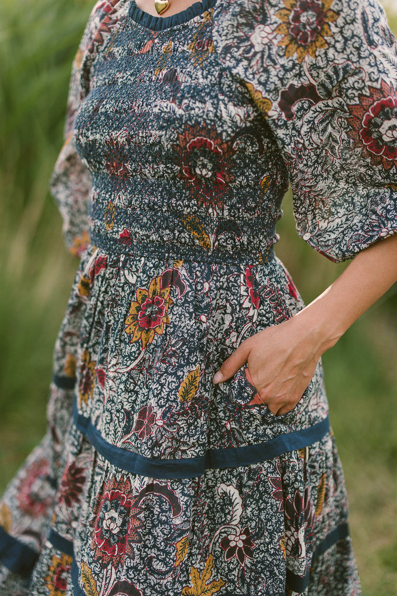 Roselyn Dress in Navy Floral - FINAL SALE