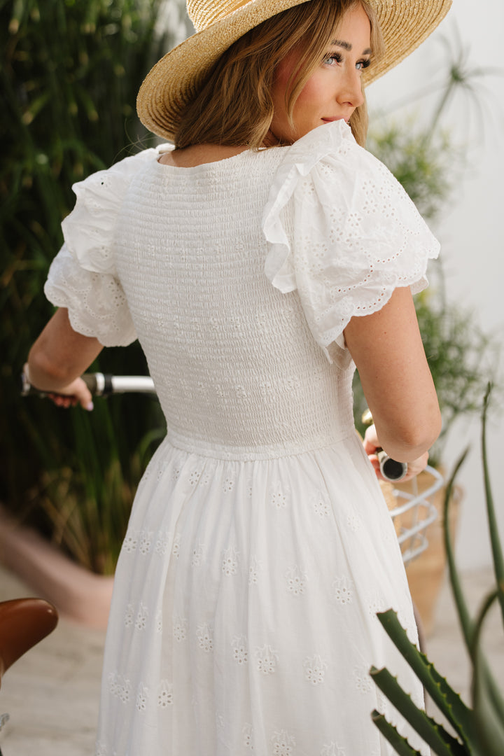 Janie Dress in White Eyelet