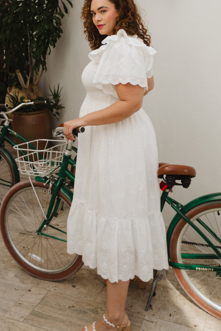 Janie Dress in White Eyelet