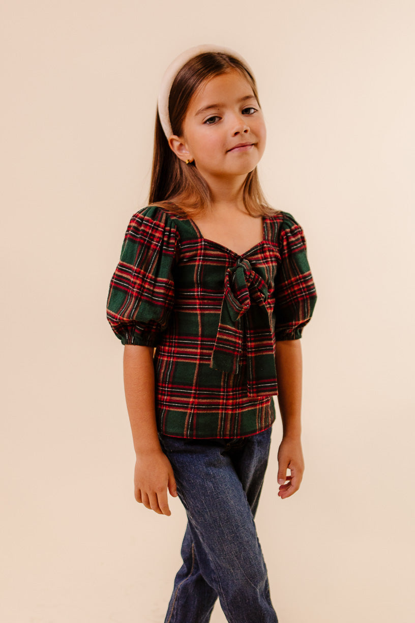 Mini Margo Top in Green Plaid - FINAL SALE