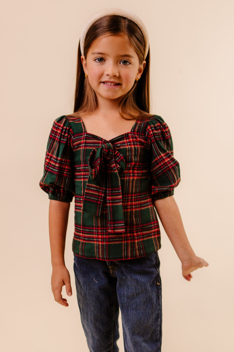 Mini Margo Top in Green Plaid - FINAL SALE