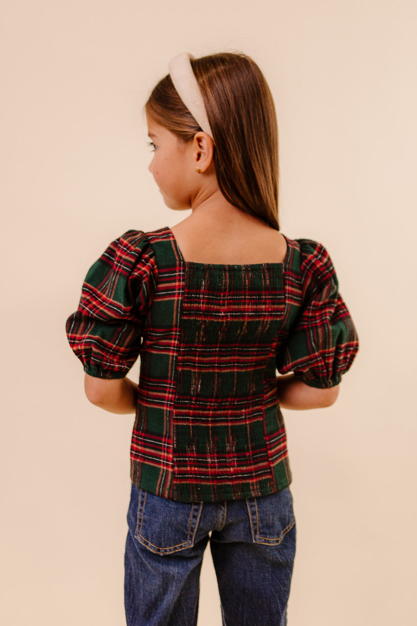 Mini Margo Top in Green Plaid - FINAL SALE