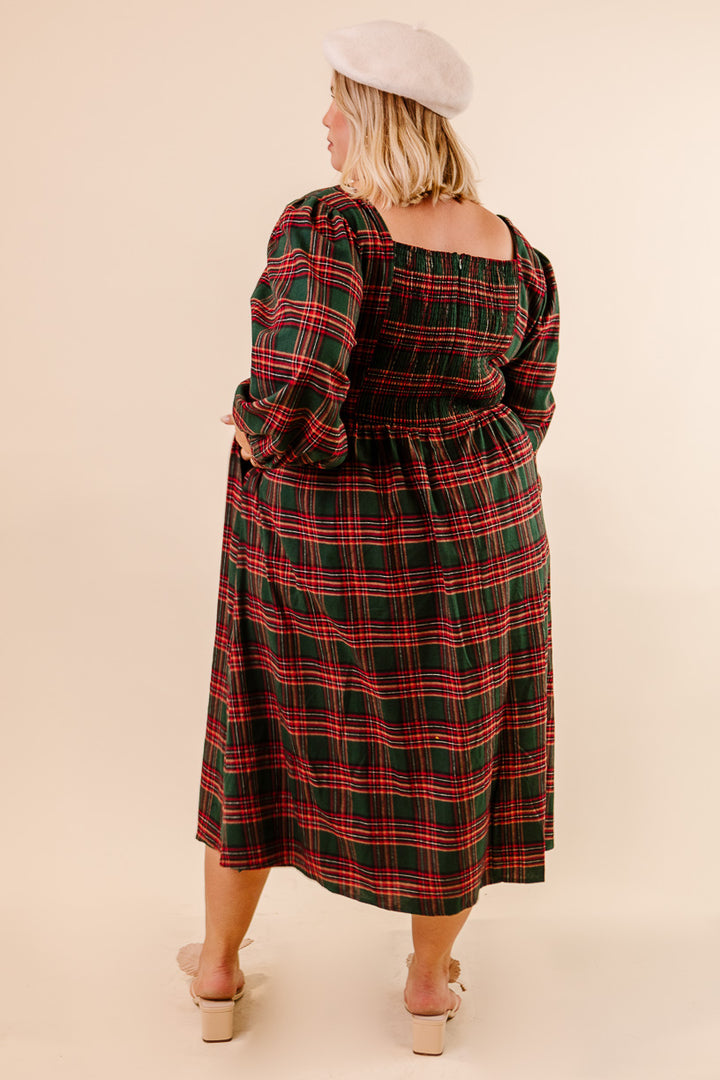 Margo Midi Dress in Green Plaid - FINAL SALE