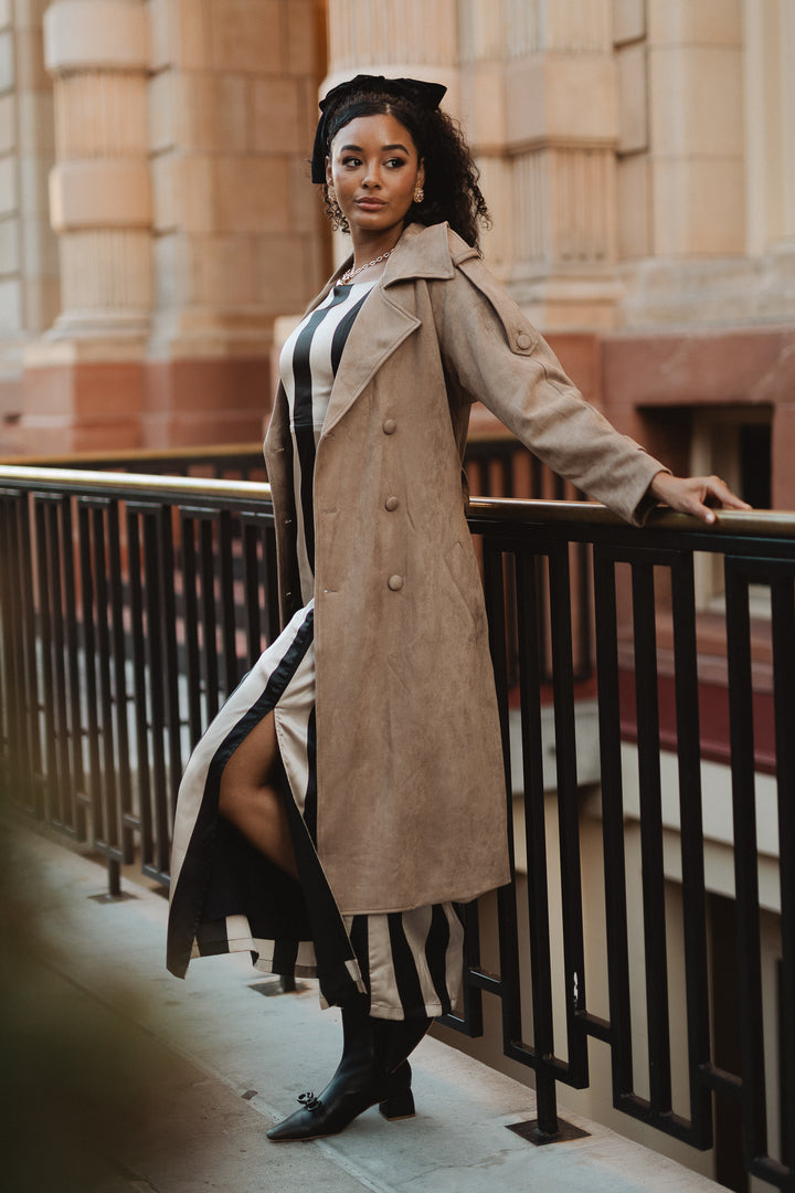 Holly Coat in Tan Suede