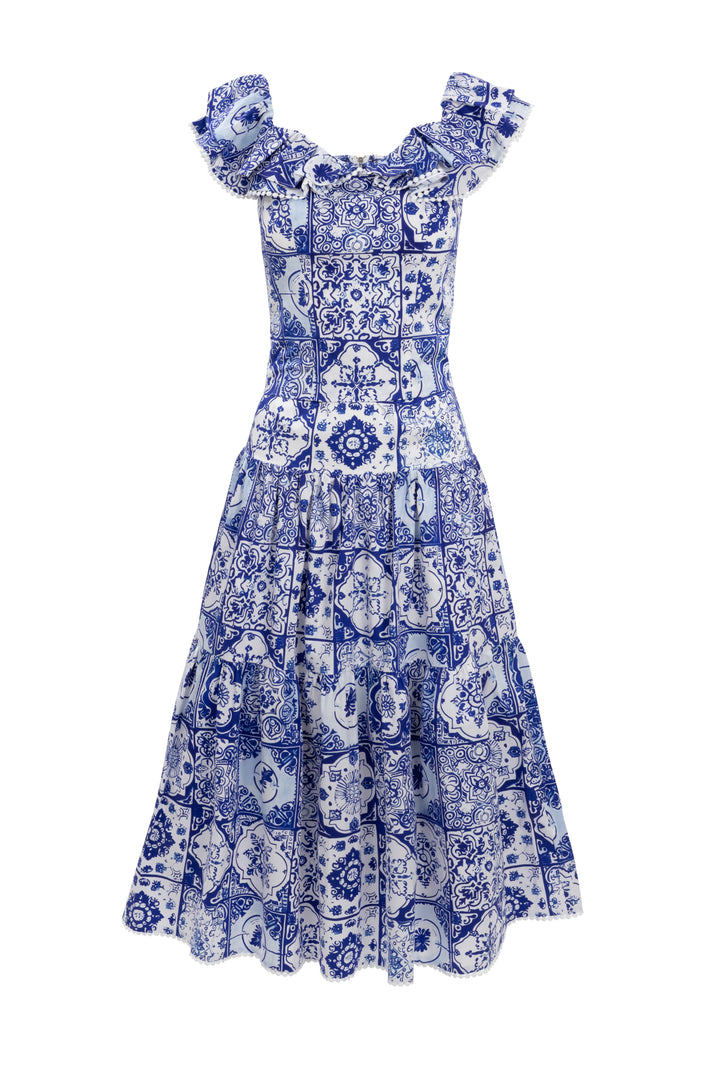 Rosina Blouse in Blue Tile