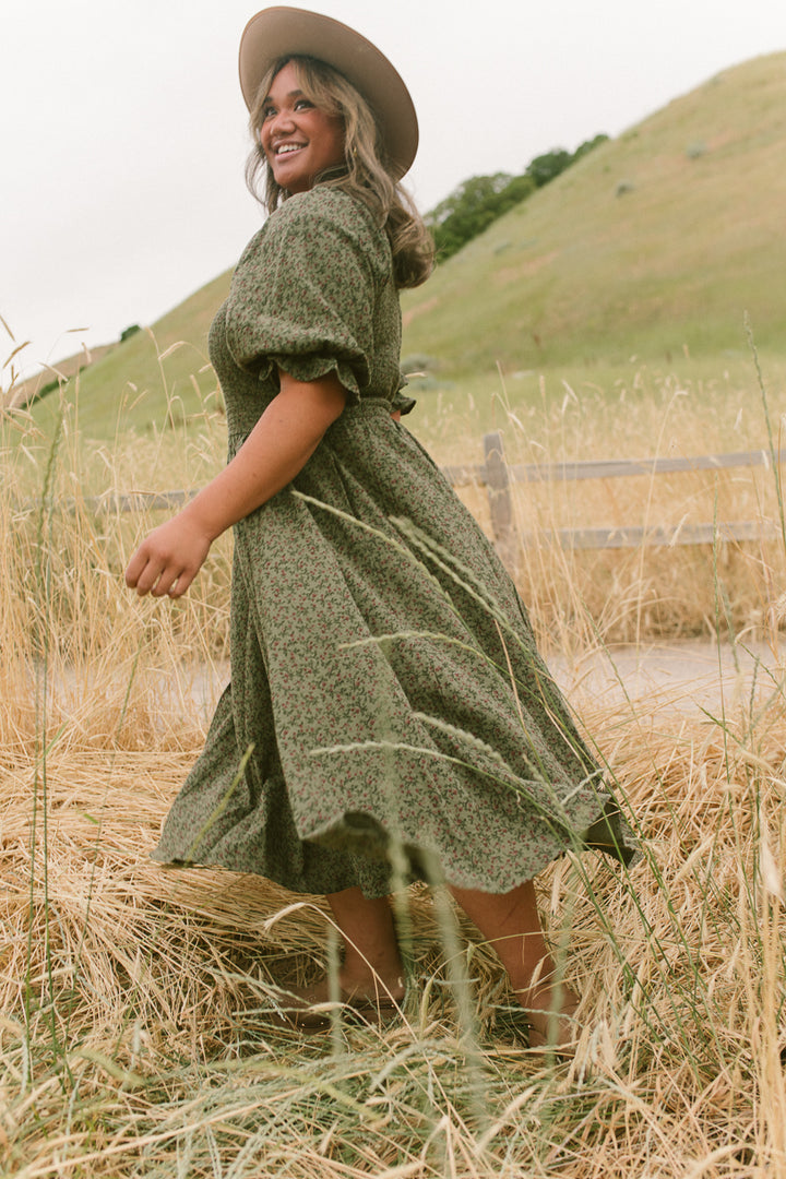 Teagan Dress in Green Floral