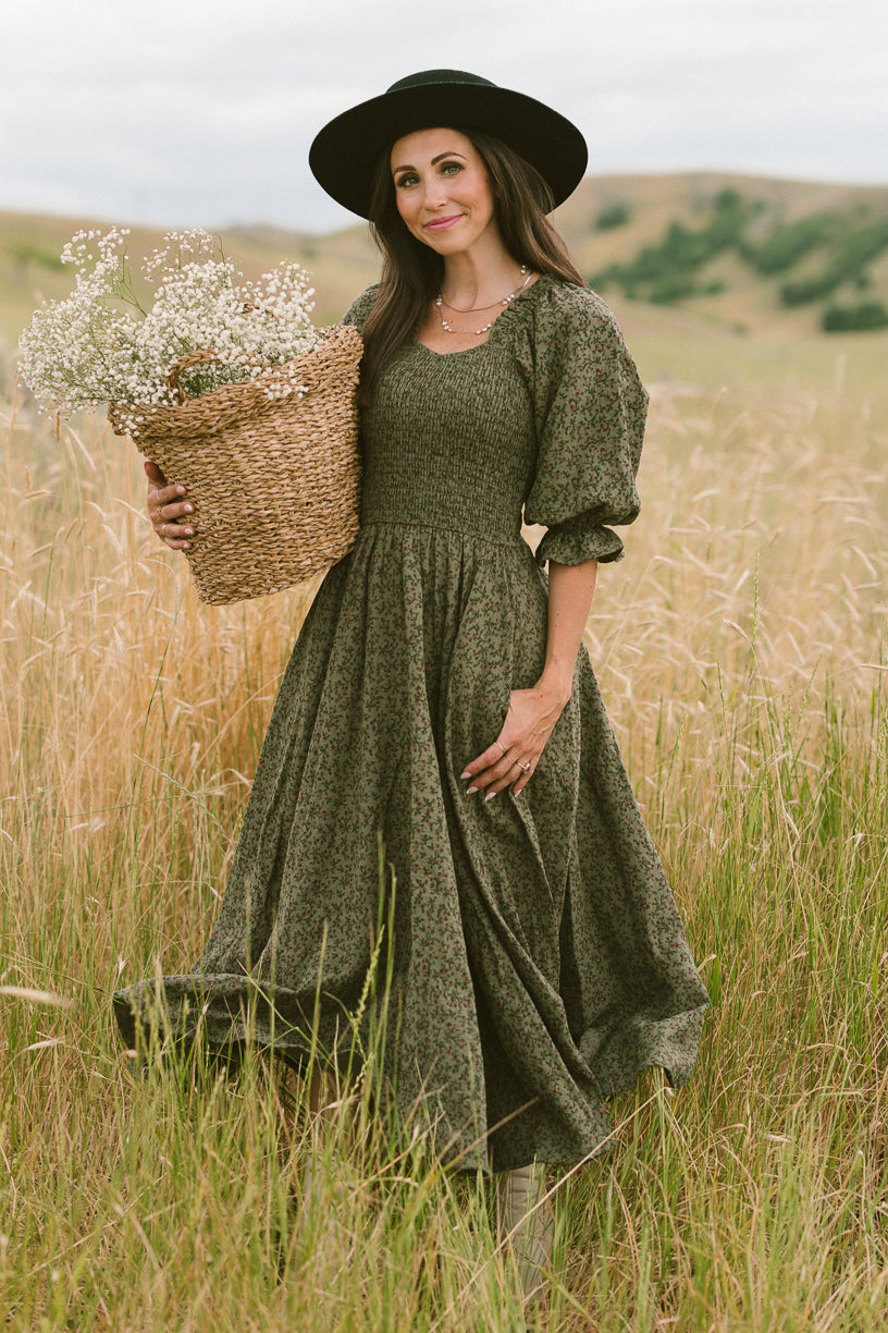 Teagan Dress in Green Floral