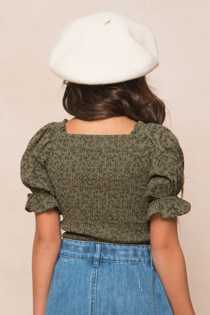 Mini Teagan Top in Green Floral - FINAL SALE