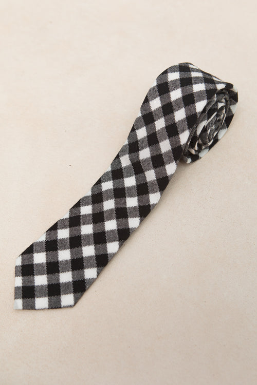 Mens Max Tie in Cupcake Black Gingham - FINAL SALE