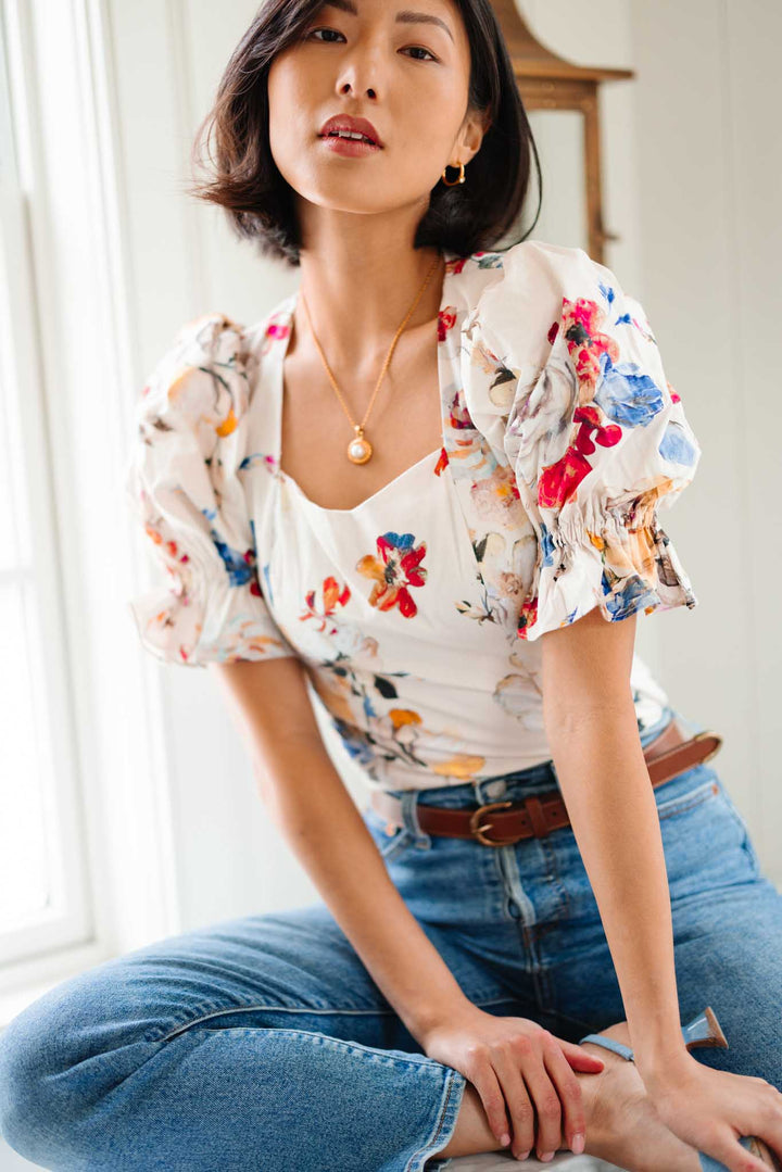 Coco Top in Cream Floral - FINAL SALE