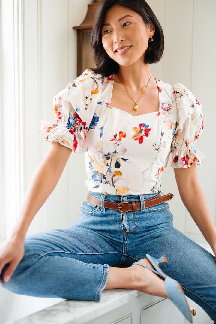 Coco Top in Cream Floral - FINAL SALE