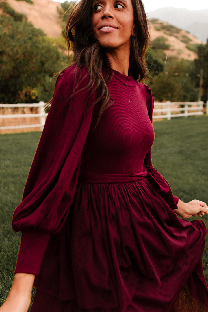 Cosette Midi Dress in Wine - FINAL SALE-Adult